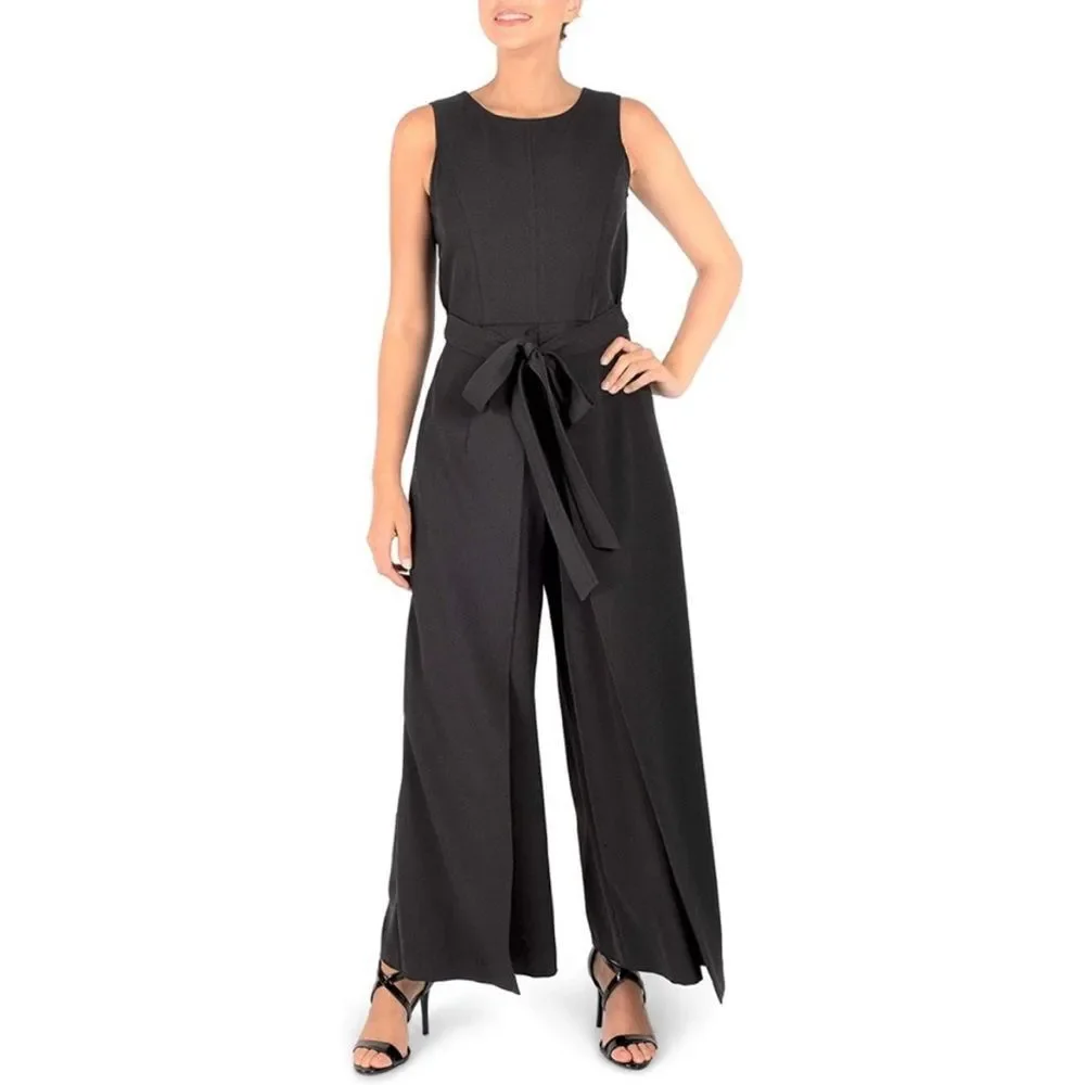 Julia Jordan Waist Tie High Neck JumpsuitBlack‎ Size 4